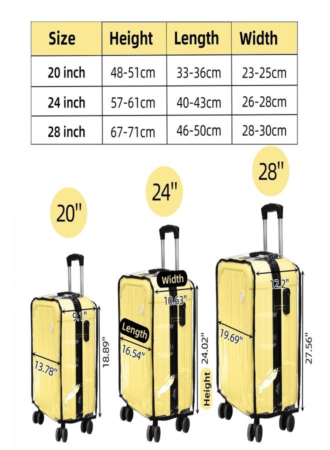 WRINGKIT 3 Pieces Clear Luggage Cover, PVC Suitcase Cover, Waterproof Dustproof Suitcase Covers Protector with Black Border for 20" 24" 28" Wheeled Luggage - Image 2